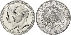 5 Mark Mecklemburgo-Schwerin (1352-1918) Plata Frederick Francis IV, Grand Duke of Mecklenburg (1882 - 1945)