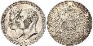5 Mark Mecklemburgo-Schwerin (1352-1918) Plata Frederick Francis IV, Grand Duke of Mecklenburg (1882 - 1945)