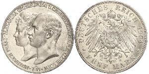 5 Mark Mecklemburgo-Schwerin (1352-1918) Plata Frederick Francis IV, Grand Duke of Mecklenburg (1882 - 1945)