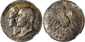 5 Mark Mecklemburgo-Schwerin (1352-1918) Plata Frederick Francis IV, Grand Duke of Mecklenburg (1882 - 1945)