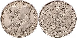 5 Mark Mecklemburgo-Schwerin (1352-1918) Plata Frederick Francis IV, Grand Duke of Mecklenburg (1882 - 1945)
