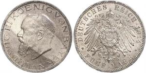5 Mark Reino de Baviera (1806 - 1918) Plata Luis III de Baviera (1845 – 1921)