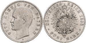 5 Mark Reino de Baviera (1806 - 1918) Plata Otón I de Baviera(1848 – 1916)