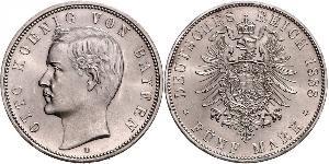 5 Mark Reino de Baviera (1806 - 1918) Plata Otón I de Baviera(1848 – 1916)