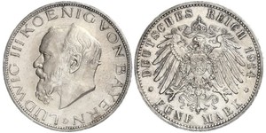 5 Mark Reino de Baviera (1806 - 1918) Plata Luis III de Baviera (1845 – 1921)