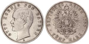 5 Mark Reino de Baviera (1806 - 1918) Plata Otón I de Baviera(1848 – 1916)