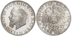 5 Mark Reino de Baviera (1806 - 1918) Plata Luis III de Baviera (1845 – 1921)