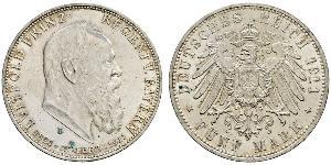 5 Mark Reino de Baviera (1806 - 1918) Plata Otón I de Baviera(1848 – 1916)