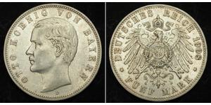 5 Mark Reino de Baviera (1806 - 1918) Plata Otón I de Baviera(1848 – 1916)