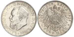 5 Mark Reino de Baviera (1806 - 1918) Plata Luis III de Baviera (1845 – 1921)