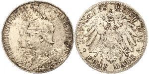 5 Mark Reino de Prusia (1701-1918) Plata Wilhelm II, German Emperor (1859-1941)