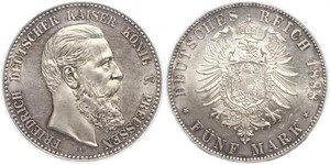 5 Mark Reino de Prusia (1701-1918) Plata Federico III de Alemania (1831-1888)