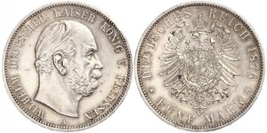 5 Mark Reino de Prusia (1701-1918) Plata Wilhelm I, German Emperor (1797-1888)