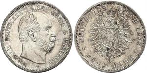 5 Mark Reino de Prusia (1701-1918) Plata Wilhelm I, German Emperor (1797-1888)