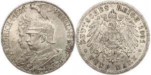 5 Mark Reino de Prusia (1701-1918) Plata Wilhelm II, German Emperor (1859-1941)