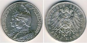 5 Mark Reino de Prusia (1701-1918) Plata Wilhelm II, German Emperor (1859-1941)