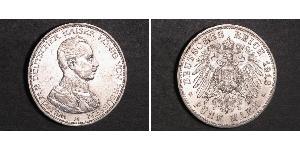 5 Mark Reino de Prusia (1701-1918) Plata Wilhelm II, German Emperor (1859-1941)