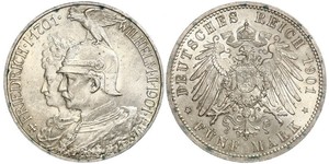 5 Mark Reino de Prusia (1701-1918) Plata Wilhelm II, German Emperor (1859-1941)