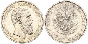 5 Mark Reino de Prusia (1701-1918) Plata Federico III de Alemania (1831-1888)