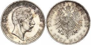 5 Mark Reino de Prusia (1701-1918) Plata Wilhelm II, German Emperor (1859-1941)