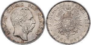 5 Mark Reino de Sajonia (1806 - 1918) Plata Alberto I de Sajonia