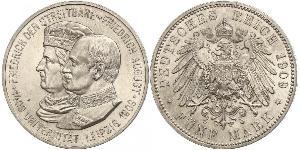 5 Mark Reino de Sajonia (1806 - 1918) Plata Federico Augusto III de Sajonia (1865-1932)