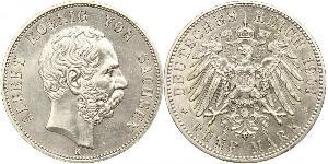 5 Mark Reino de Sajonia (1806 - 1918) Plata Alberto I de Sajonia