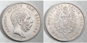 5 Mark Reino de Sajonia (1806 - 1918) Plata Alberto I de Sajonia