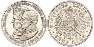 5 Mark Reino de Sajonia (1806 - 1918) Plata Federico Augusto III de Sajonia (1865-1932)