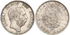 5 Mark Reino de Sajonia (1806 - 1918) Plata Alberto I de Sajonia