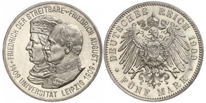 5 Mark Reino de Sajonia (1806 - 1918) Plata Federico Augusto III de Sajonia (1865-1932)