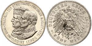 5 Mark Reino de Sajonia (1806 - 1918) Plata Federico Augusto III de Sajonia (1865-1932)