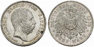 5 Mark Reino de Sajonia (1806 - 1918) Plata Alberto I de Sajonia