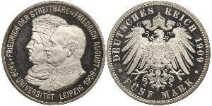 5 Mark Reino de Sajonia (1806 - 1918) Plata Federico Augusto III de Sajonia (1865-1932)
