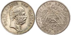 5 Mark Reino de Sajonia (1806 - 1918) Plata Jorge I de Sajonia