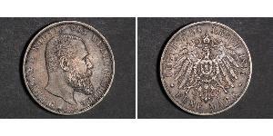 5 Mark Reino de Wurtemberg (1806-1918) Plata Wilhelm II, German Emperor (1859-1941)