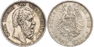 5 Mark Reino de Wurtemberg (1806-1918) Plata Carlos I de Wurtemberg