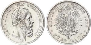 5 Mark Reino de Wurtemberg (1806-1918) Plata Carlos I de Wurtemberg