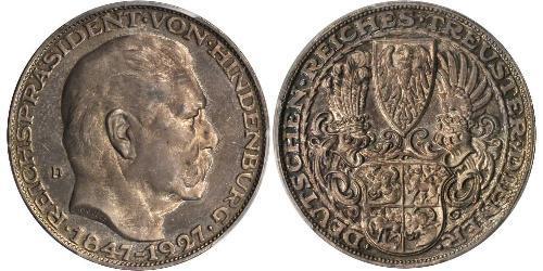 5 Mark República de Weimar (1918-1933) Plata Paul von Hindenburg