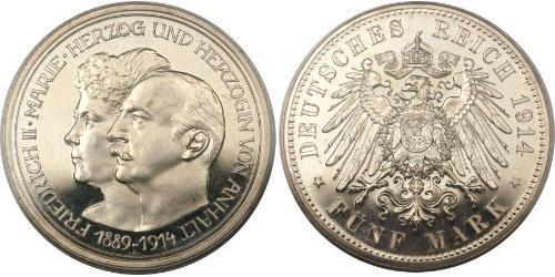 5 Mark Anhalt-Dessau (1603 -1863) Silber Friedrich II. (Anhalt)(1856 – 1918)