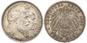 5 Mark Deutsches Kaiserreich (1871-1918) / Grand Duchy of Baden (1806-1918) Silber Friedrich I. (Baden, Großherzog) (1826 - 1907)