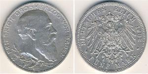 5 Mark Deutsches Kaiserreich (1871-1918) / Grand Duchy of Baden (1806-1918) Silber Friedrich I. (Baden, Großherzog) (1826 - 1907)