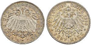 5 Mark Free City of Lübeck Silber 