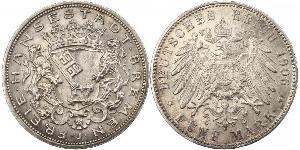 5 Mark Freie Hansestadt Bremen Silber 