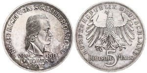 5 Mark Geschichte der Bundesrepublik Deutschland (1949-1990) Silber Friedrich Schiller