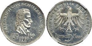 5 Mark Geschichte der Bundesrepublik Deutschland (1949-1990) Silber Friedrich Schiller