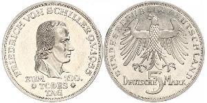 5 Mark Geschichte der Bundesrepublik Deutschland (1949-1990) Silber Friedrich Schiller