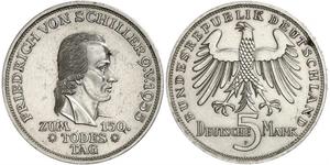 5 Mark Geschichte der Bundesrepublik Deutschland (1949-1990) Silber Friedrich Schiller