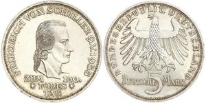5 Mark Geschichte der Bundesrepublik Deutschland (1949-1990) Silber Friedrich Schiller