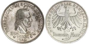 5 Mark Geschichte der Bundesrepublik Deutschland (1949-1990) Silber Friedrich Schiller